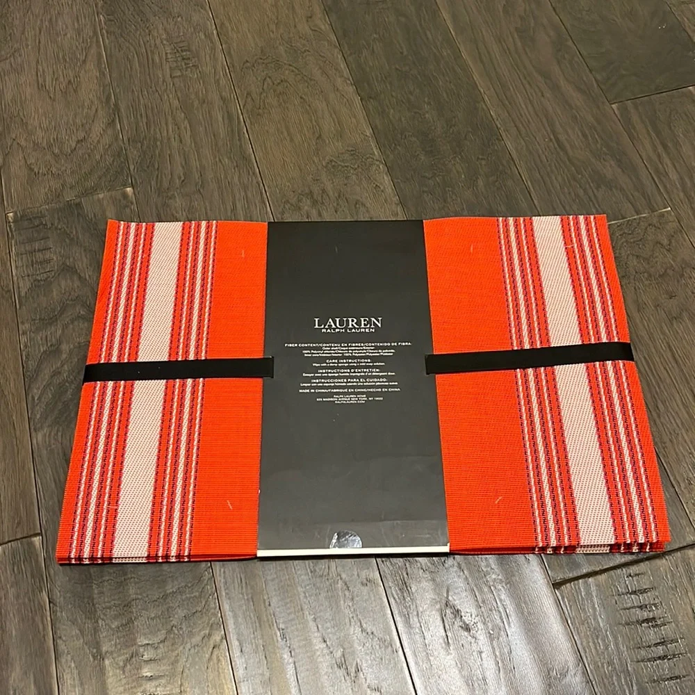 Ralph Lauren Table Placemats X 6 mats new red stripe home dining casual formal